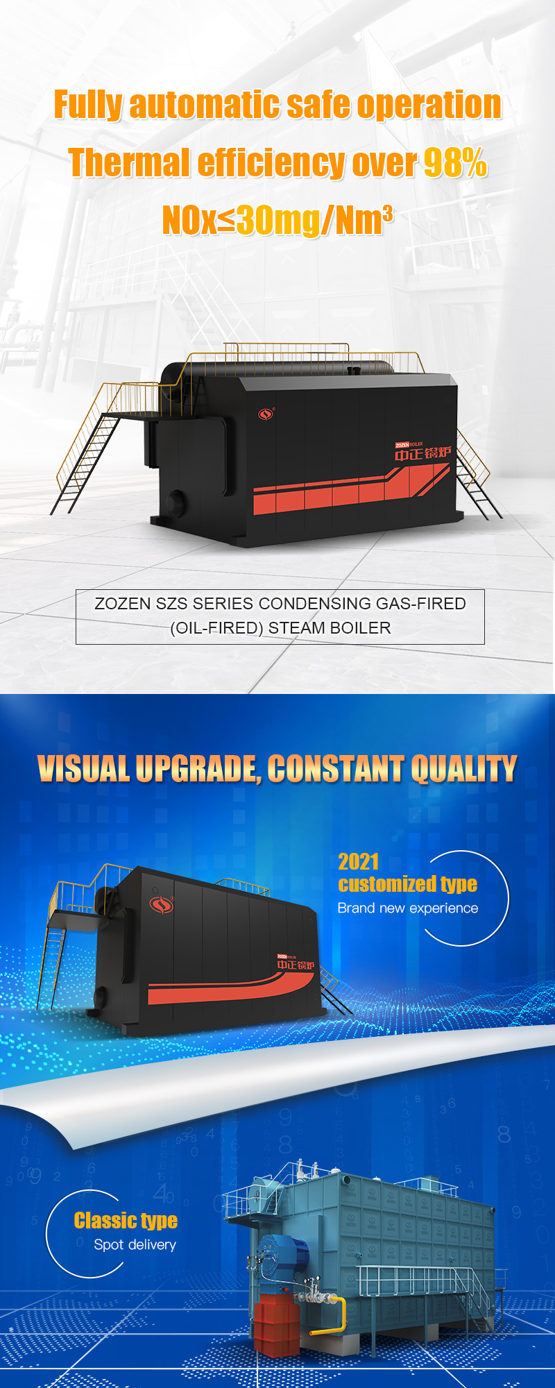 SZS Series Oil/Gas Fired Steam Boiler